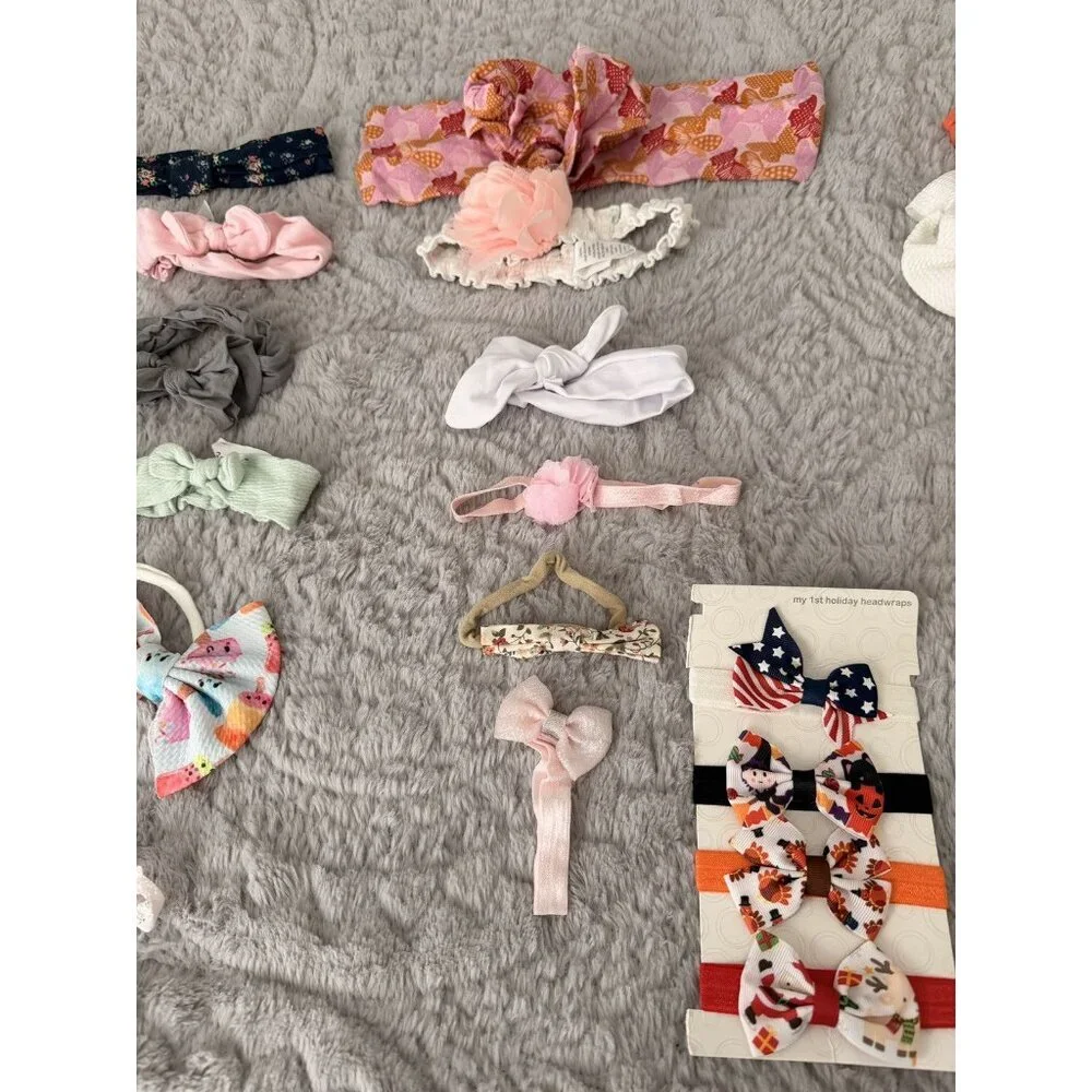 Baby Girl Headband Bow Lot 29pc Mixed Styles Nylon Floral Solid Holiday Set